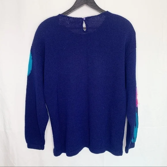 VINTAGE Lara Ferrante Floral Embroidered Purple Angora Blend Sweater - Picture 11 of 16